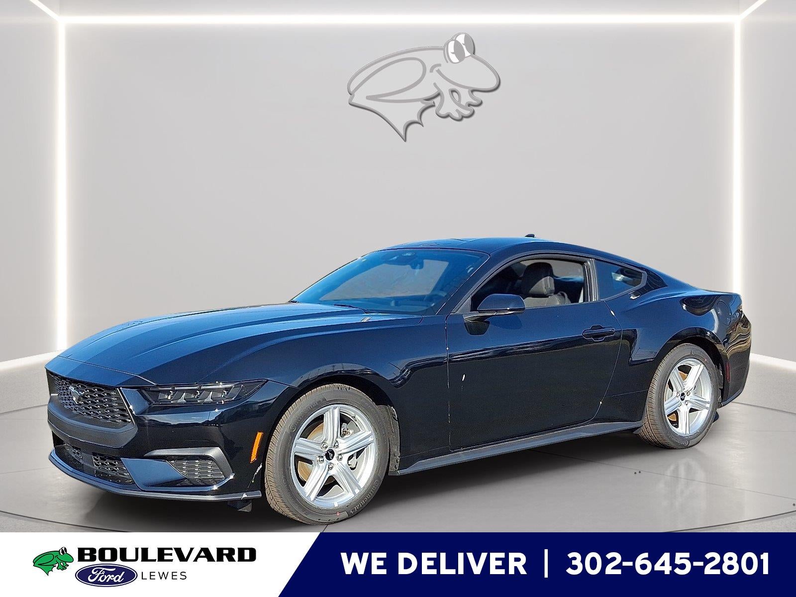 2026 Ford Mustang EcoBoost in Shadow Black — front three-quarter view