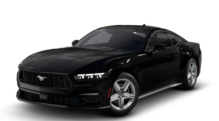 2026 Ford Mustang EcoBoost in Shadow Black — front three-quarter view