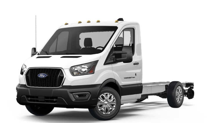 2026 Ford Transit Cutaway T-350 RWD SRW 138" WB 9500 GVWR in Oxford White — front three-quarter view