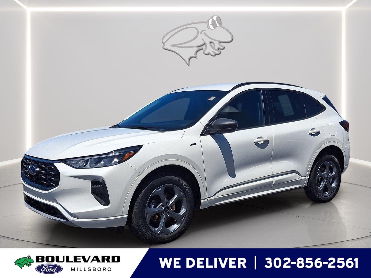 2023 Ford Escape ST-Line in Star White Metallic Tri-Coat — front three-quarter view