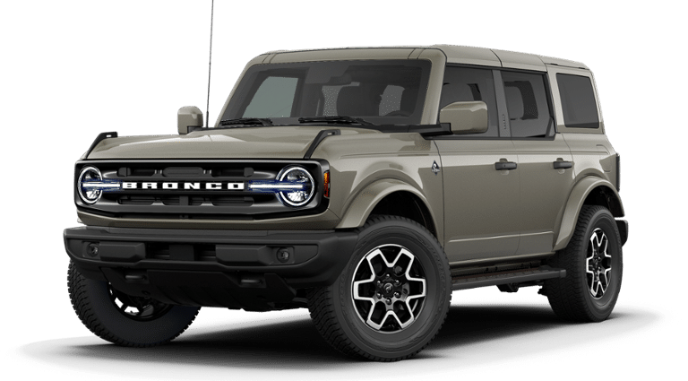 2026 Ford Bronco Outer Banks in Marsh Gray — front three-quarter view