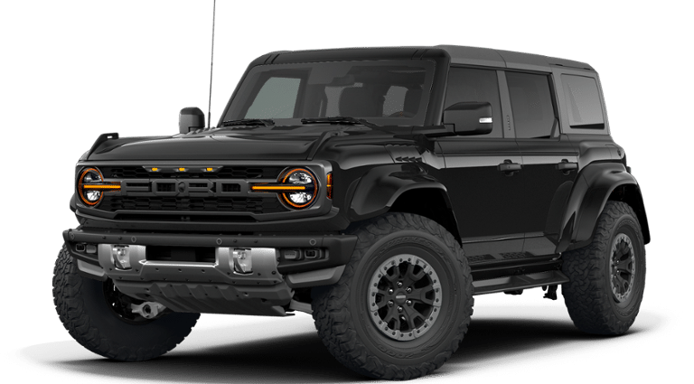 2026 Ford Bronco Raptor in Shadow Black — front three-quarter view