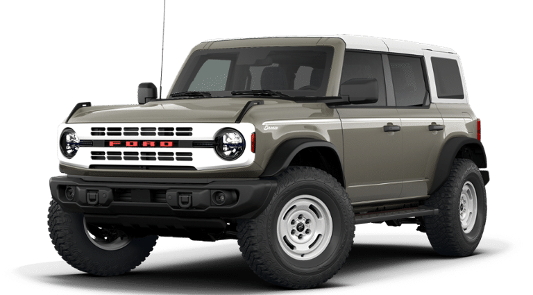 2026 Ford Bronco Heritage Edition in Marsh Gray — front three-quarter view