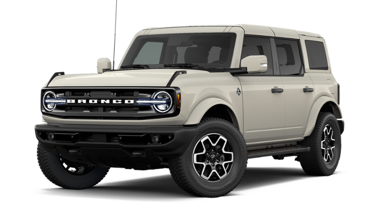 2026 Ford Bronco Outer Banks in Desert Sand — front three-quarter view