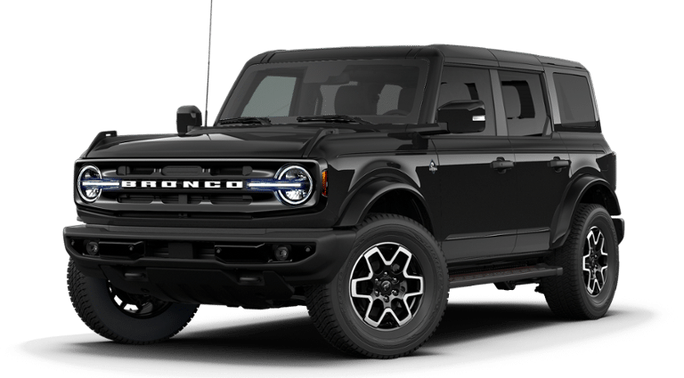 2026 Ford Bronco Outer Banks in Shadow Black — front three-quarter view
