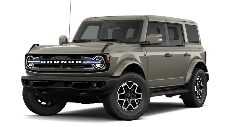 2026 Ford Bronco Outer Banks in Marsh Gray — front three-quarter view