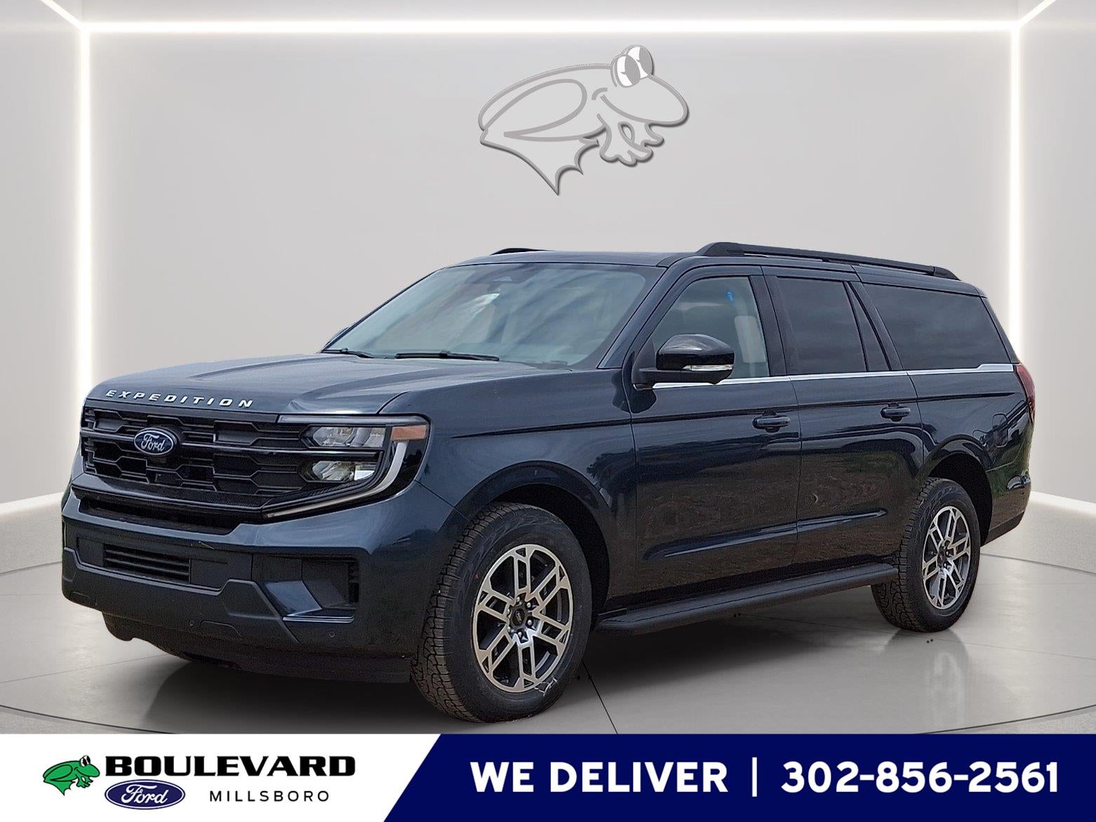 2026 Ford Expedition Max Active in Stone Blue — front three-quarter view