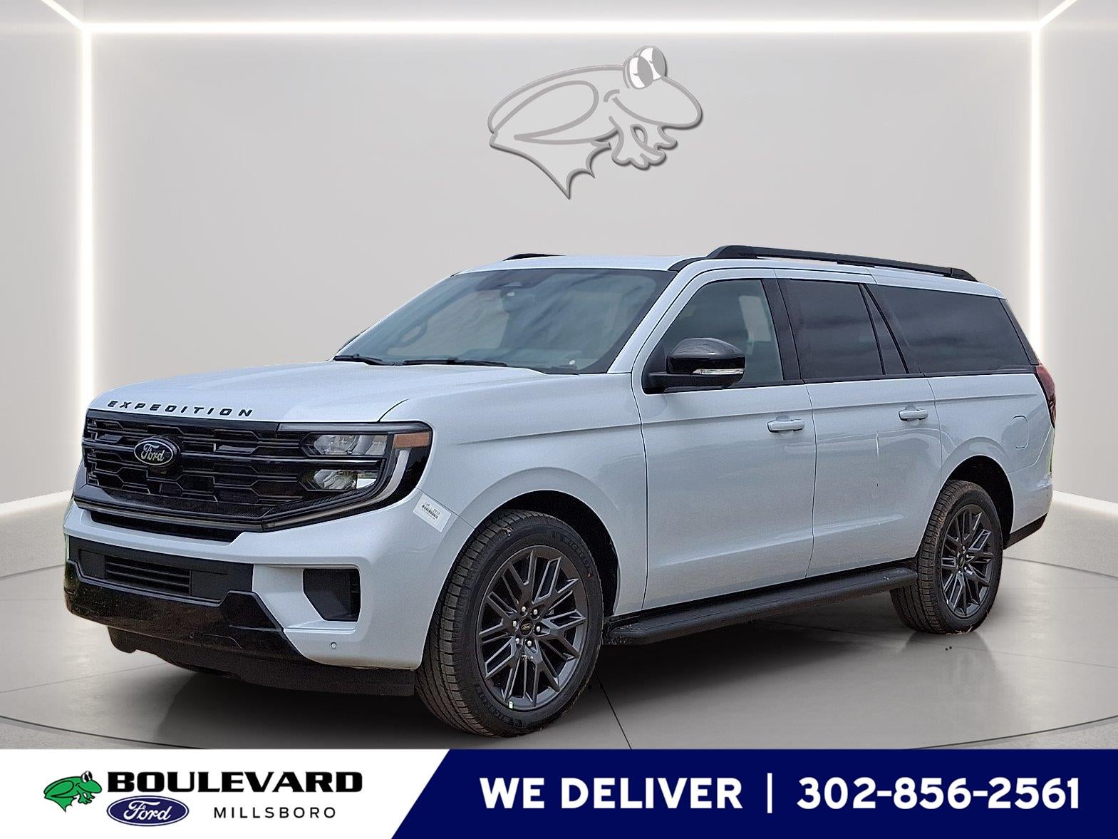 2026 Ford Expedition Max Platinum in Space Silver Metallic — front three-quarter view