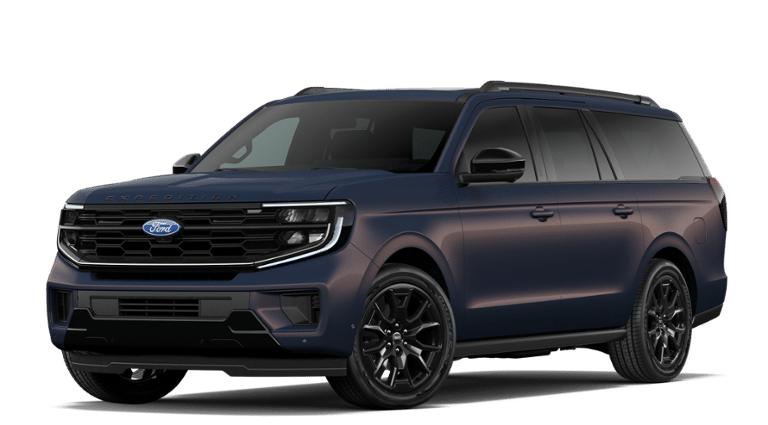 2027 Ford Expedition Max Platinum in Blue Ember — front three-quarter view