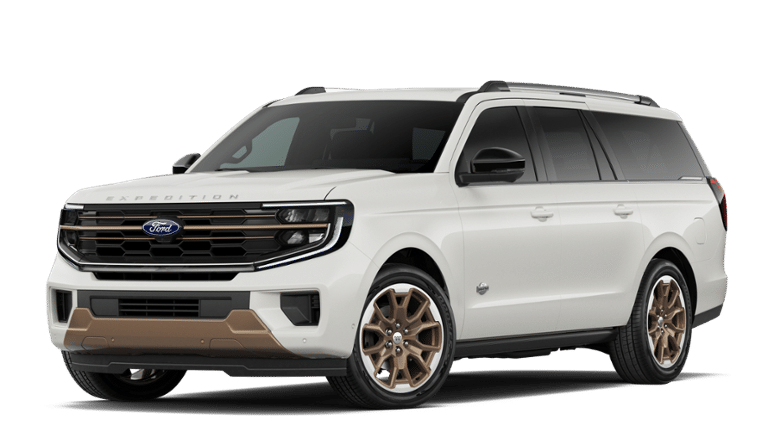 2026 Ford Expedition Max King Ranch in Star White Metallic Tri-Coat — front three-quarter view