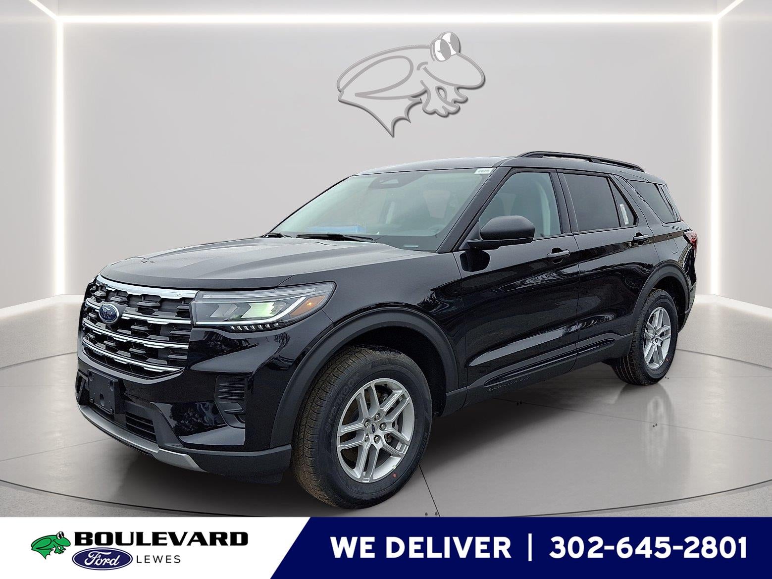 2026 Ford Explorer Active in Agate Black — front three-quarter view