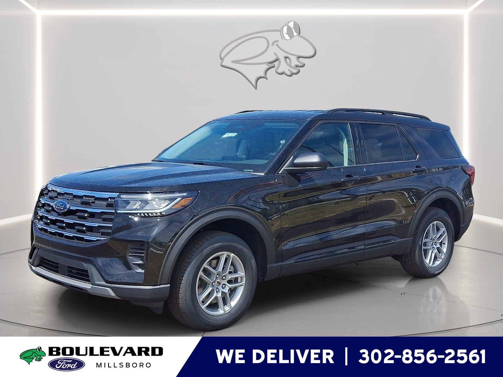 2026 Ford Explorer Active in Agate Black — front three-quarter view