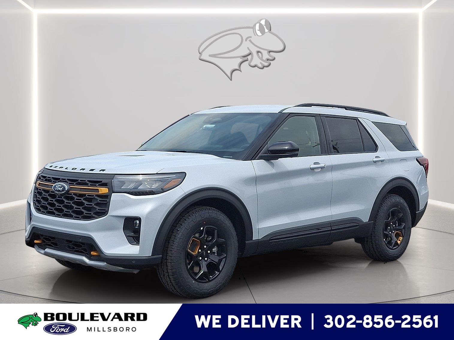 2026 Ford Explorer Tremor in Space White — front three-quarter view
