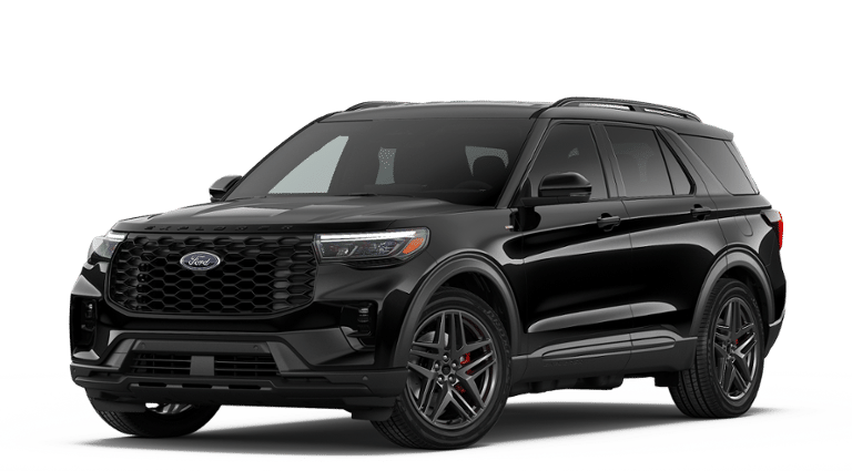 2026 Ford Explorer ST-Line in Agate Black — front three-quarter view