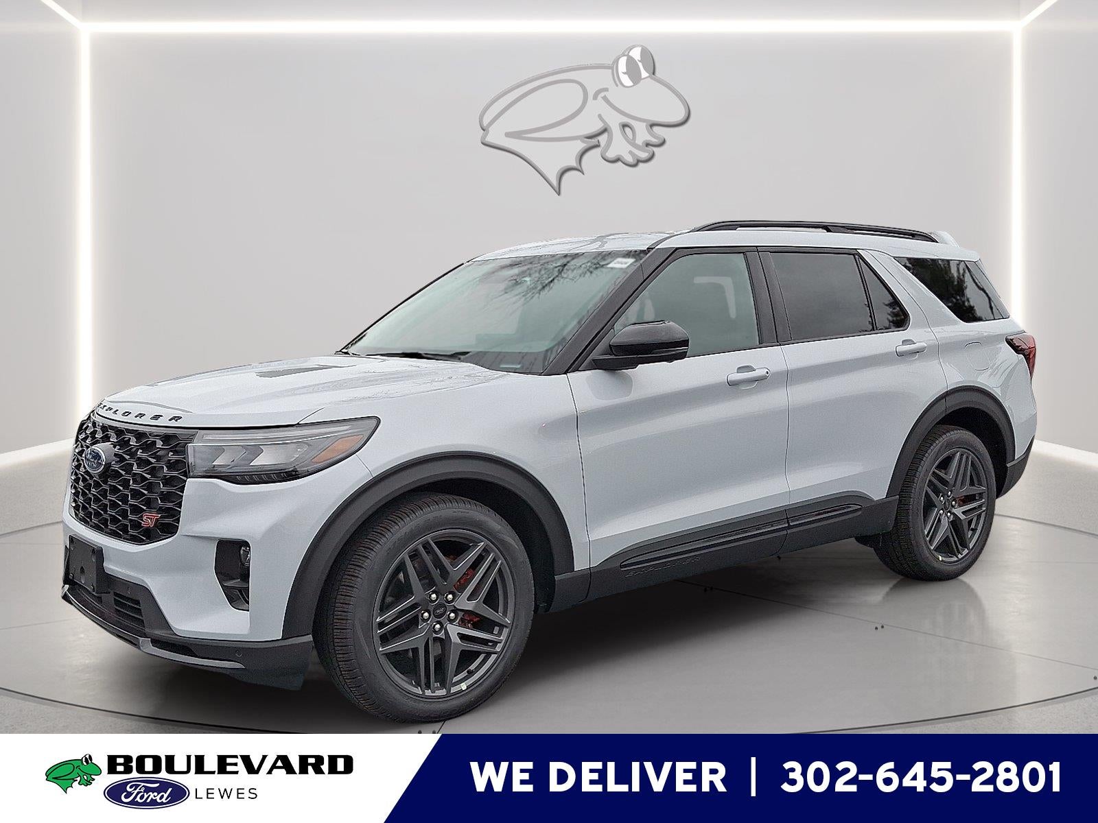 2026 Ford Explorer ST in Space White — front three-quarter view