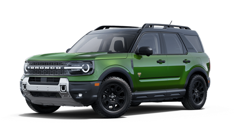 2025 Ford Bronco Sport Badlands in Eruption Green — front three-quarter view
