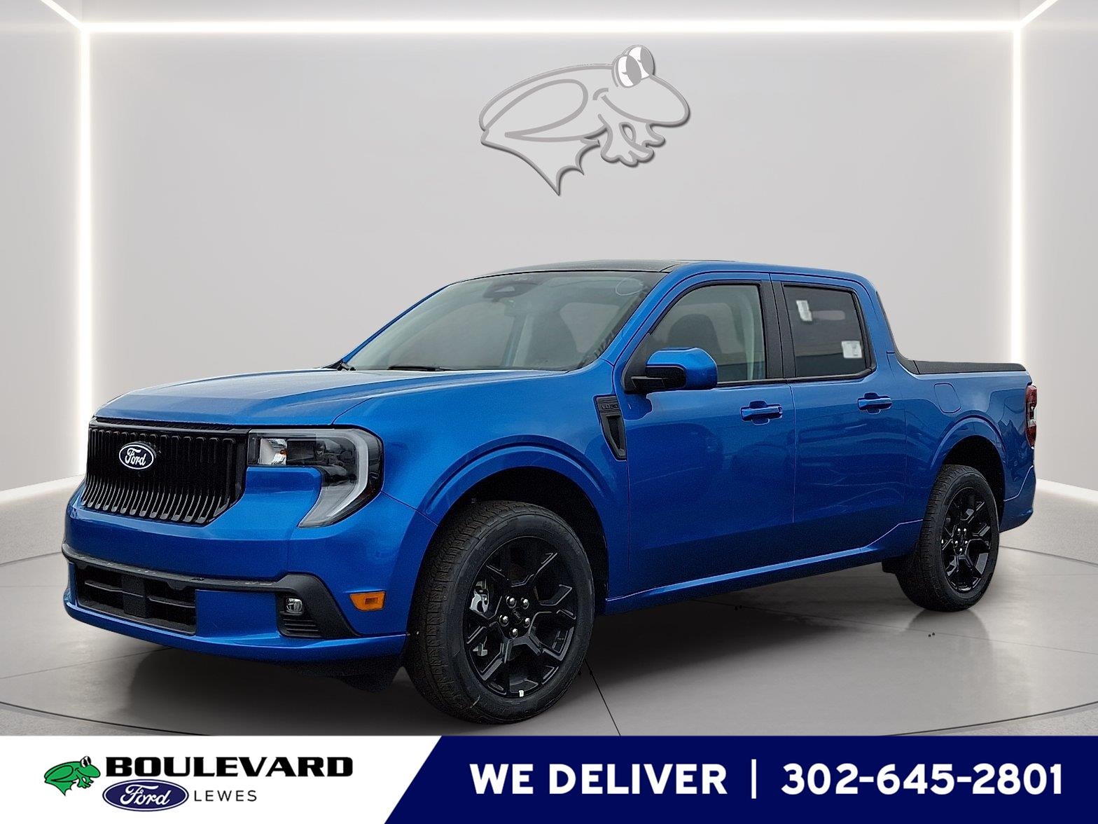 2026 Ford Maverick Lobo in Velocity Blue — front three-quarter view
