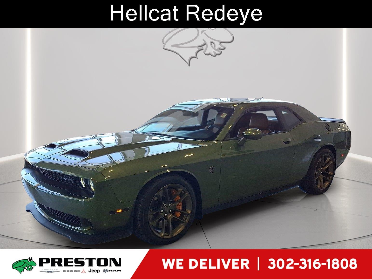 2022 Dodge Challenger SRT Hellcat Redeye in F8 Green — front three-quarter view